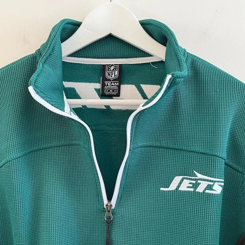 NWT NFL Team Apparel New York Jets 1/4 Zipper Fleece Lined Pullover Size Medium